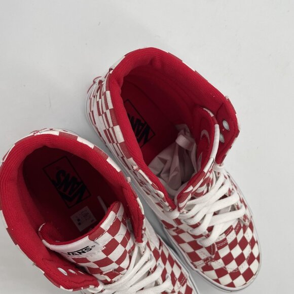 Vans Sk8-Hi Shoes Womens Size 9 Red White Checkerboard Canvas Skate High Top - Picture 13 of 15
